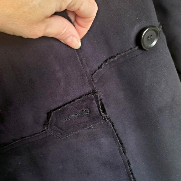 Black faux suede & fur coat size 10 - Picture 5 of 7